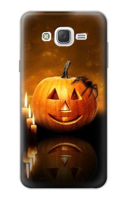 W1083 Pumpkin Spider Candles Halloween Hard Case and Leather Flip Case For Samsung Galaxy J7