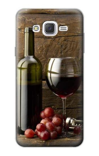 W1316 Grapes Bottle and Glass of Red Wine Hard Case and Leather Flip Case For Samsung Galaxy J7