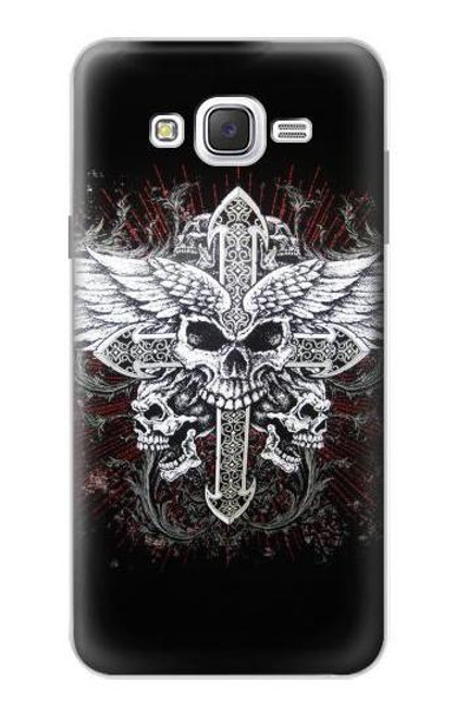 W1434 Skull Wing Tattoo Biker Hard Case and Leather Flip Case For Samsung Galaxy J7