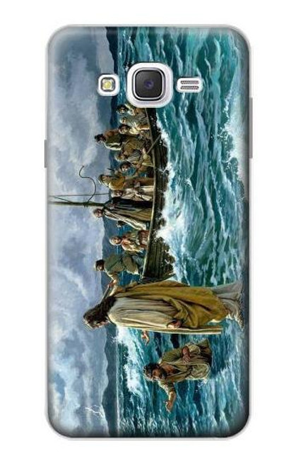 W1722 Jesus Walk on The Sea Hard Case and Leather Flip Case For Samsung Galaxy J7