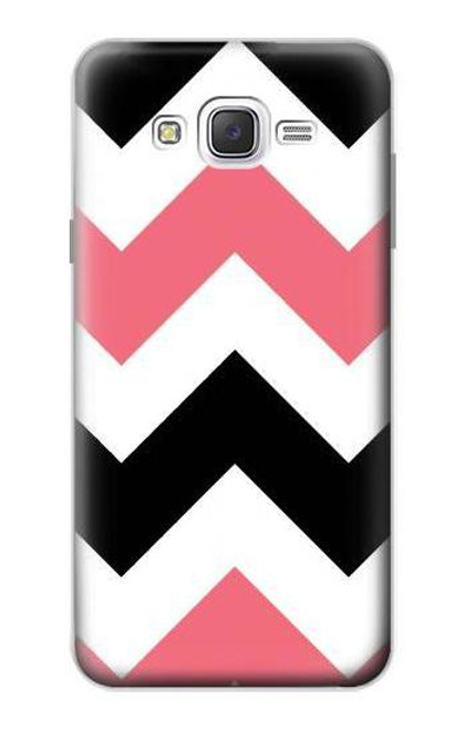 W1849 Pink Black Chevron Zigzag Hard Case and Leather Flip Case For Samsung Galaxy J7