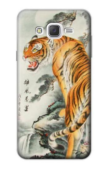 W1934 Chinese Tiger Painting Hard Case and Leather Flip Case For Samsung Galaxy J7