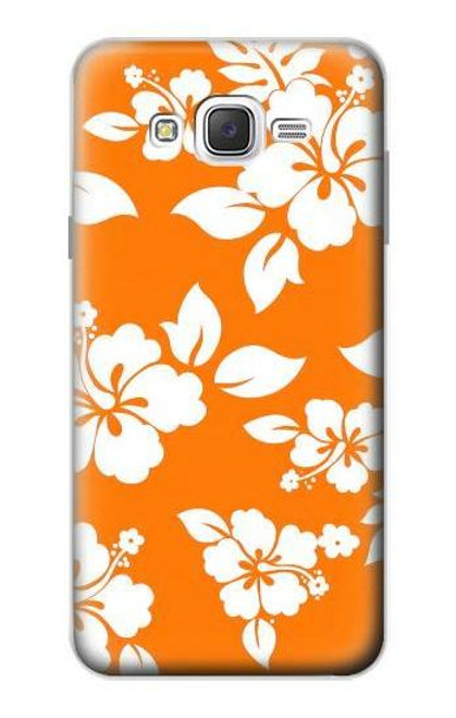 W2245 Hawaiian Hibiscus Orange Pattern Hard Case and Leather Flip Case For Samsung Galaxy J7