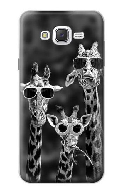 W2327 Giraffes With Sunglasses Hard Case and Leather Flip Case For Samsung Galaxy J7