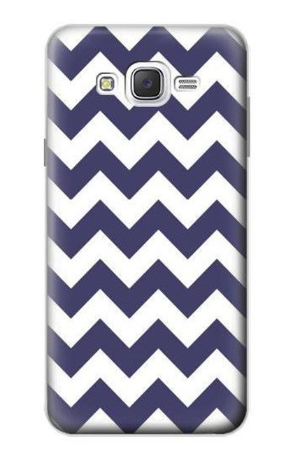 W2345 Navy Blue Shavron Zig Zag Pattern Hard Case and Leather Flip Case For Samsung Galaxy J7