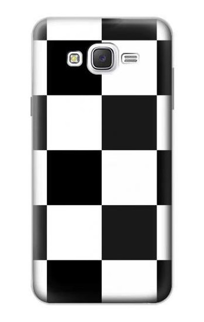W2492 Black and White Check Hard Case and Leather Flip Case For Samsung Galaxy J7