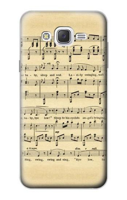 W2504 Vintage Music Sheet Hard Case and Leather Flip Case For Samsung Galaxy J7