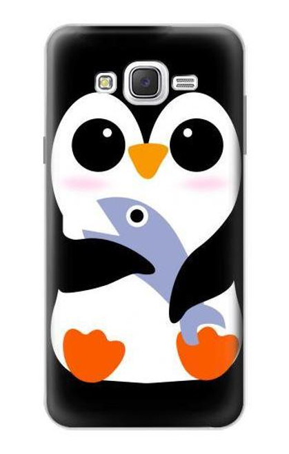 W2631 Cute Baby Penguin Hard Case and Leather Flip Case For Samsung Galaxy J7