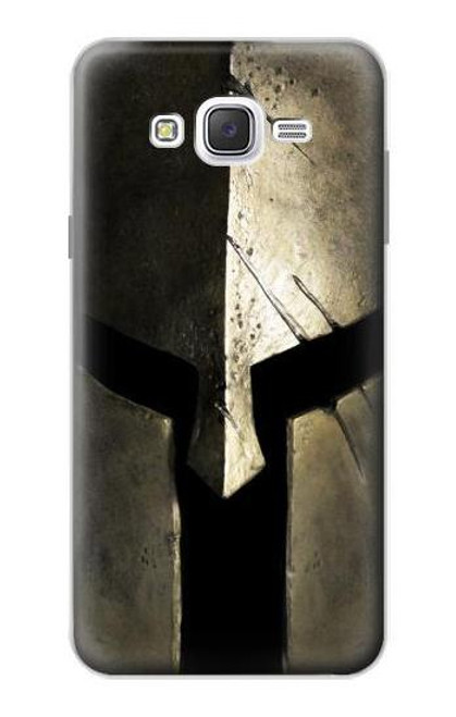 W2673 Spartan Warrior Helmet Hard Case and Leather Flip Case For Samsung Galaxy J7