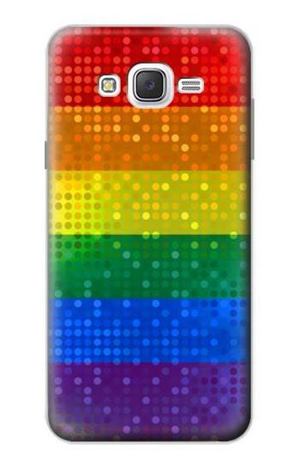 W2683 Rainbow LGBT Pride Flag Hard Case and Leather Flip Case For Samsung Galaxy J7