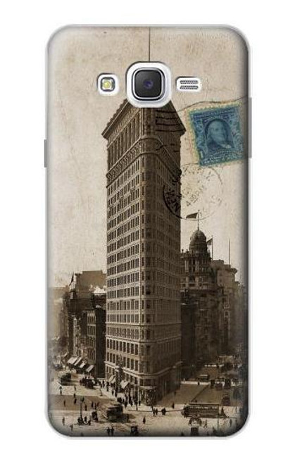 W2832 New York 1903 Flatiron Building Postcard Hard Case and Leather Flip Case For Samsung Galaxy J7