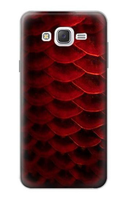 W2879 Red Arowana Fish Scale Hard Case and Leather Flip Case For Samsung Galaxy J7