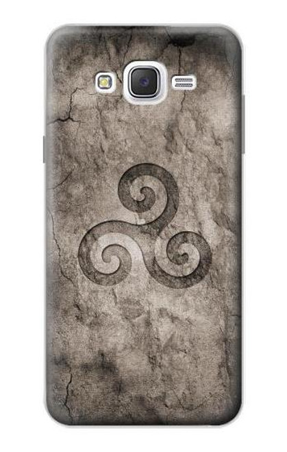 W2892 Triskele Symbol Stone Texture Hard Case and Leather Flip Case For Samsung Galaxy J7