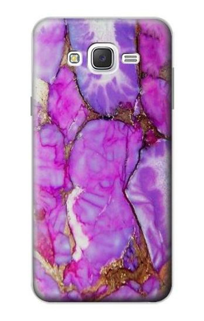 W2907 Purple Turquoise Stone Hard Case and Leather Flip Case For Samsung Galaxy J7