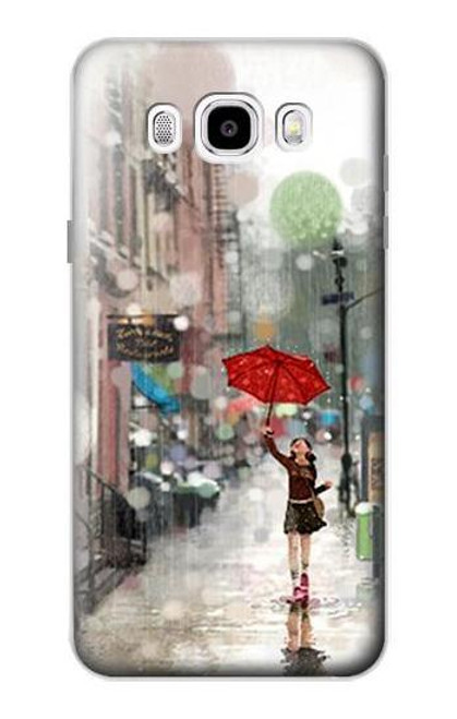 W0108 Girl in The Rain Hard Case and Leather Flip Case For Samsung Galaxy J5 (2016)