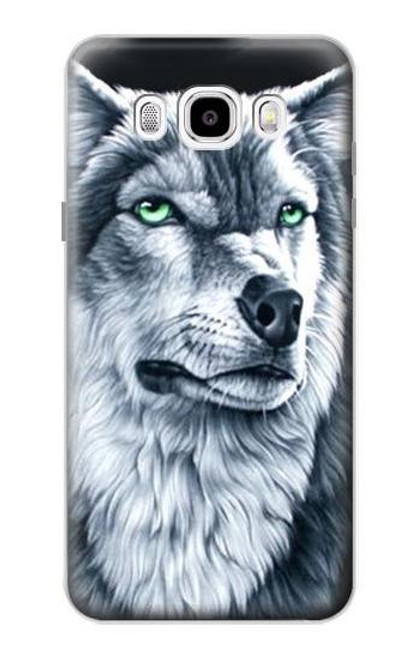 W0123 Grim White Wolf Hard Case and Leather Flip Case For Samsung Galaxy J5 (2016)