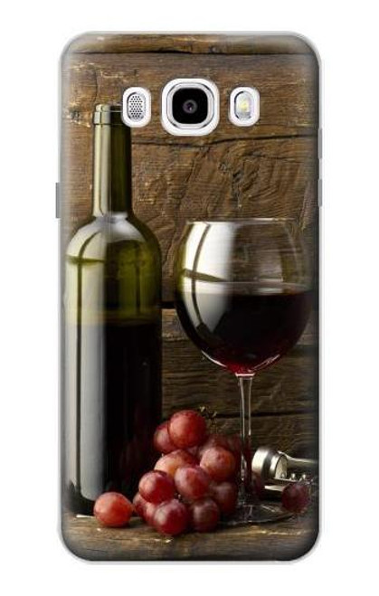 W1316 Grapes Bottle and Glass of Red Wine Hard Case and Leather Flip Case For Samsung Galaxy J5 (2016)