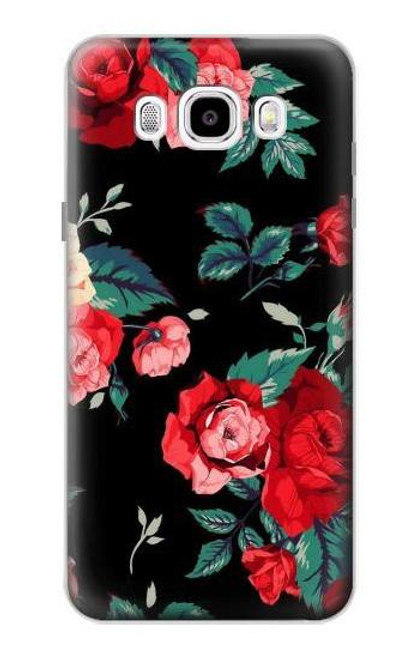 W3112 Rose Floral Pattern Black Hard Case and Leather Flip Case For Samsung Galaxy J5 (2016)