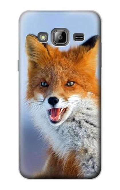 W0417 Fox Hard Case and Leather Flip Case For Samsung Galaxy J3 (2016)