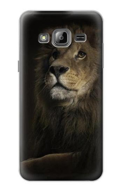 W0472 Lion Hard Case and Leather Flip Case For Samsung Galaxy J3 (2016)