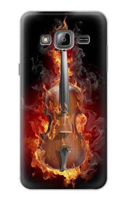 W0864 Fire Violin Hard Case and Leather Flip Case For Samsung Galaxy J3 (2016)