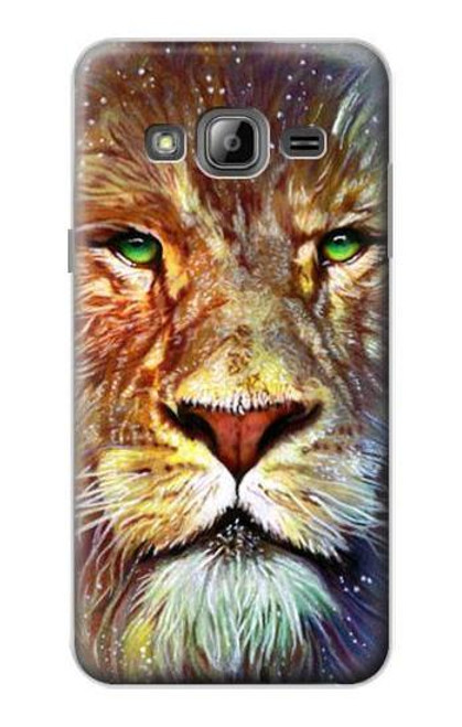 W1354 Lion Hard Case and Leather Flip Case For Samsung Galaxy J3 (2016)