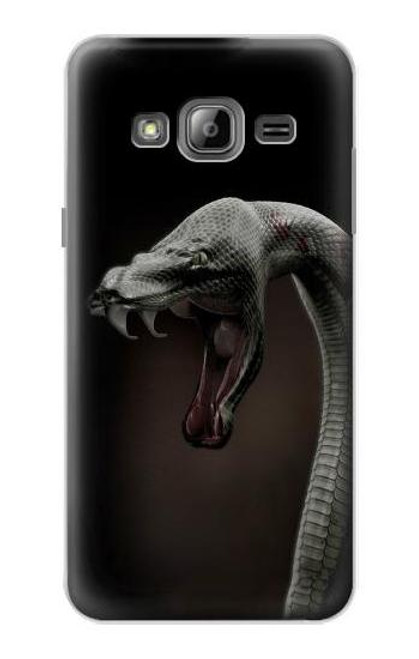 W1597 Black Mamba Snake Hard Case and Leather Flip Case For Samsung Galaxy J3 (2016)