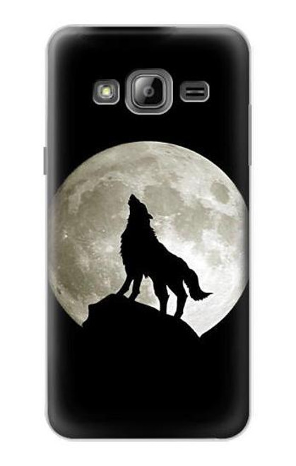 W1981 Wolf Howling at The Moon Hard Case and Leather Flip Case For Samsung Galaxy J3 (2016)