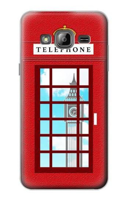 W2059 England British Telephone Box Minimalist Hard Case and Leather Flip Case For Samsung Galaxy J3 (2016)