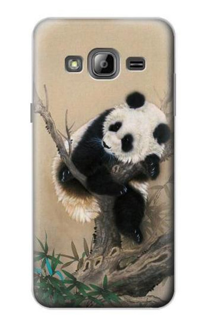 W2210 Panda Fluffy Art Painting Hard Case and Leather Flip Case For Samsung Galaxy J3 (2016)