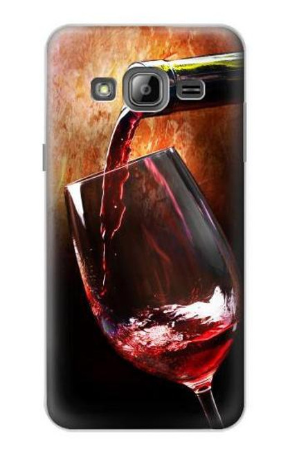 W2396 Red Wine Bottle And Glass Hard Case and Leather Flip Case For Samsung Galaxy J3 (2016)