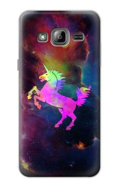 W2486 Rainbow Unicorn Nebula Space Hard Case and Leather Flip Case For Samsung Galaxy J3 (2016)