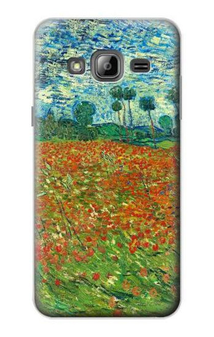 W2681 Field Of Poppies Vincent Van Gogh Hard Case and Leather Flip Case For Samsung Galaxy J3 (2016)