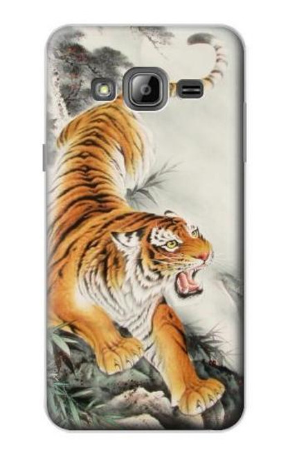 W2751 Chinese Tiger Brush Painting Hard Case and Leather Flip Case For Samsung Galaxy J3 (2016)