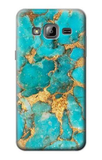 W2906 Aqua Turquoise Stone Hard Case and Leather Flip Case For Samsung Galaxy J3 (2016)