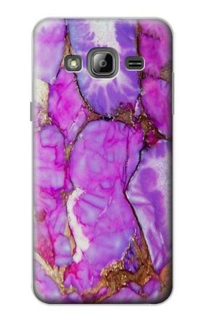 W2907 Purple Turquoise Stone Hard Case and Leather Flip Case For Samsung Galaxy J3 (2016)