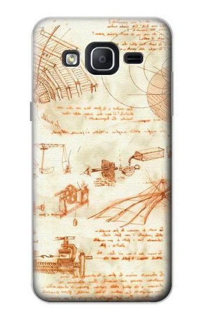 W0566 Technical Drawing Da Vinci Hard Case and Leather Flip Case For Samsung Galaxy On5