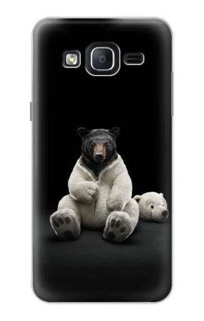 W0878 Black Bear Hard Case and Leather Flip Case For Samsung Galaxy On5