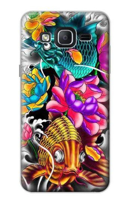 W1630 Fish Japanese Oriental Tattoo Hard Case and Leather Flip Case For Samsung Galaxy On5