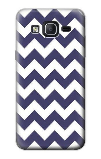 W2345 Navy Blue Shavron Zig Zag Pattern Hard Case and Leather Flip Case For Samsung Galaxy On5