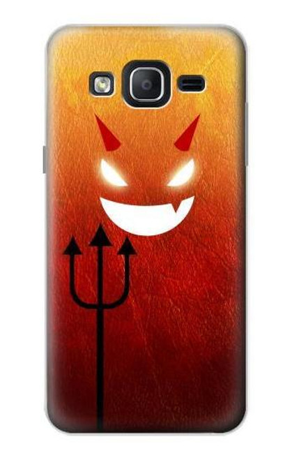 W2454 Red Cute Little Devil Cartoon Hard Case and Leather Flip Case For Samsung Galaxy On5