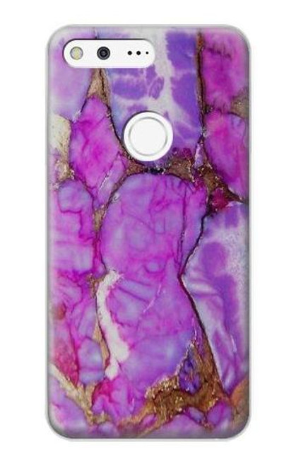 W2907 Purple Turquoise Stone Hard Case and Leather Flip Case For Google Pixel XL