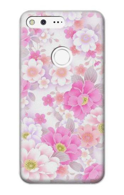 W3036 Pink Sweet Flower Flora Hard Case and Leather Flip Case For Google Pixel XL