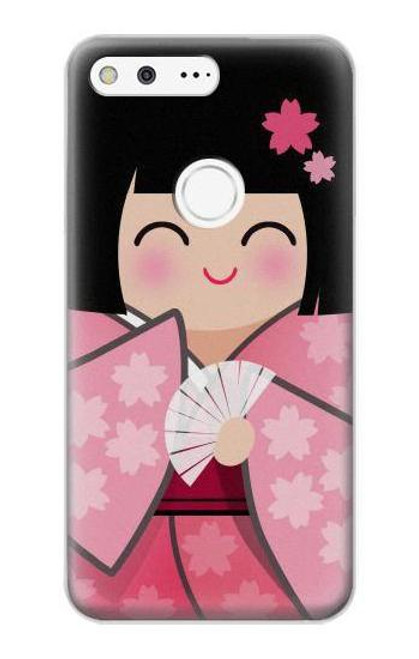 W3042 Japan Girl Hina Doll Kimono Sakura Hard Case and Leather Flip Case For Google Pixel XL