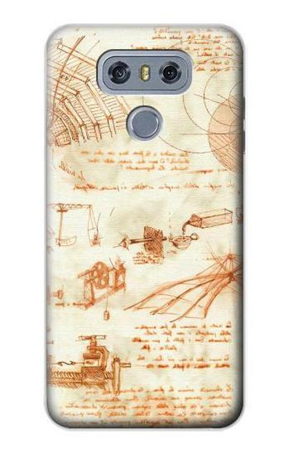 W0566 Technical Drawing Da Vinci Hard Case and Leather Flip Case For LG G6