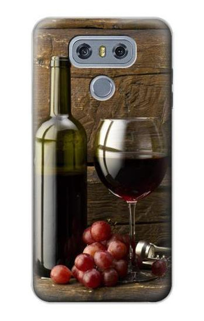 W1316 Grapes Bottle and Glass of Red Wine Hard Case and Leather Flip Case For LG G6