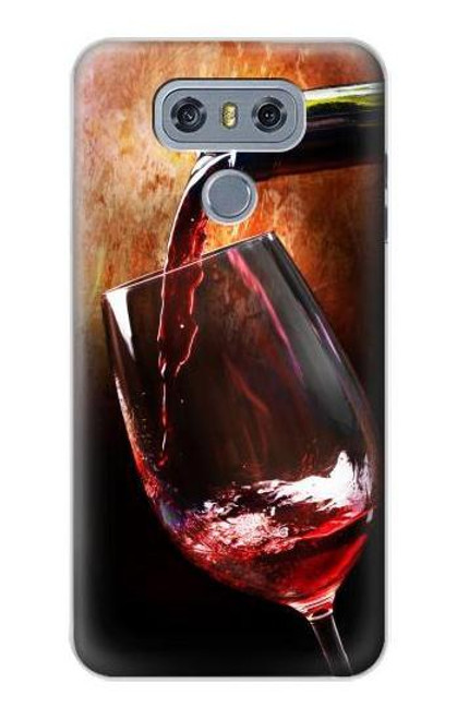 W2396 Red Wine Bottle And Glass Hard Case and Leather Flip Case For LG G6