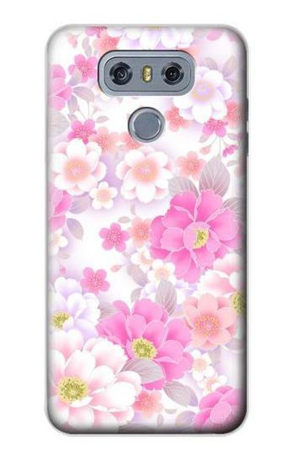 W3036 Pink Sweet Flower Flora Hard Case and Leather Flip Case For LG G6