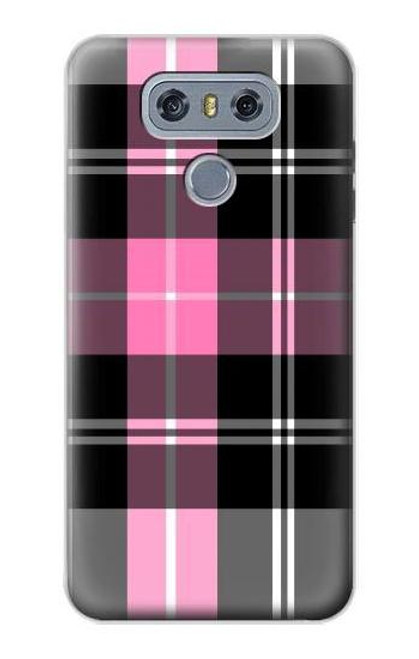 W3091 Pink Plaid Pattern Hard Case and Leather Flip Case For LG G6