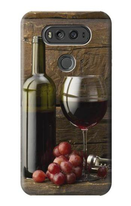 W1316 Grapes Bottle and Glass of Red Wine Hard Case and Leather Flip Case For LG V20